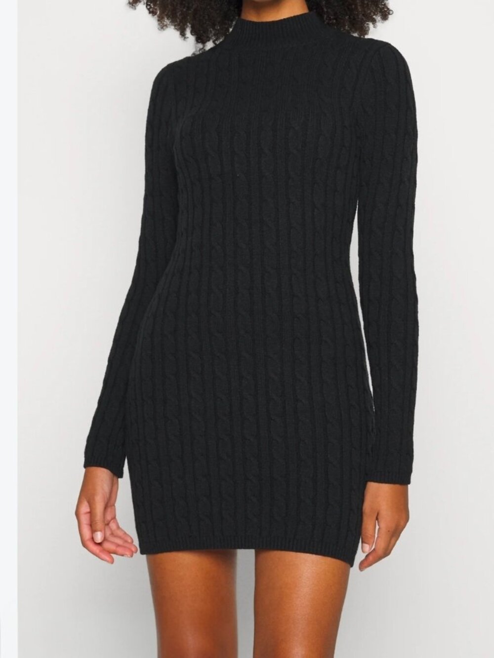 Hollister Cable Knit Long Sleeve Sweater Mini Dress - Black - Women's Size M